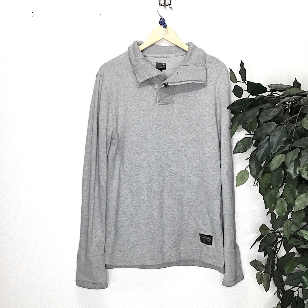 Billabong Mens Grey Button Mock Neck Sweatshirt